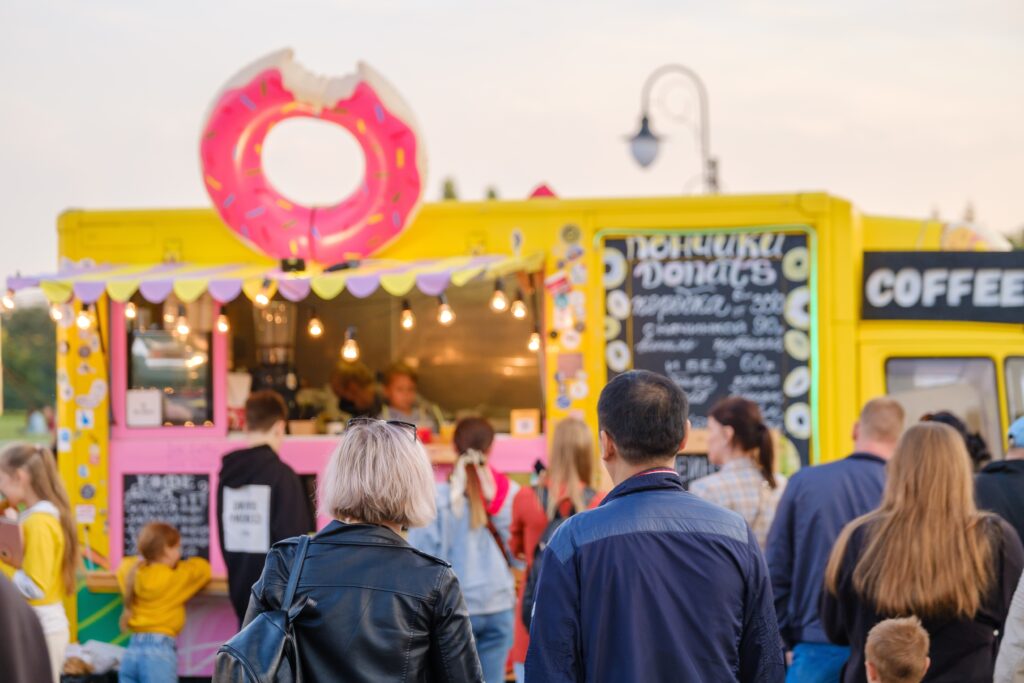Is Dinner the Perfect online dating Date? people,standing,in,queue,near,van,selling,donuts,during,public